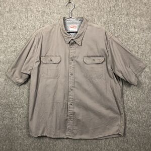 Wrangler Comfort Flex Shirt 2XL Mens Button Up Gray Short Sleeve Western Pockets
